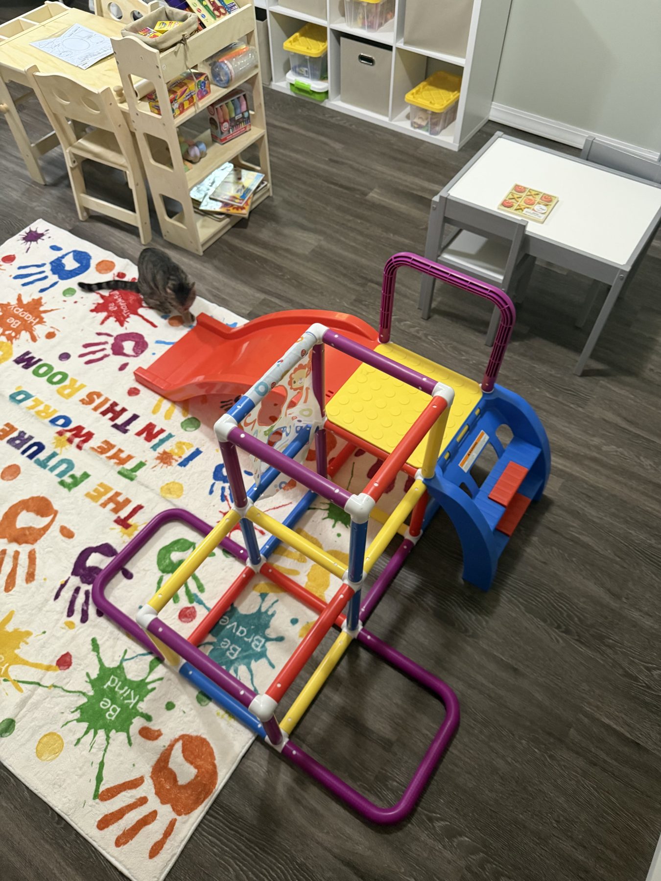 Open floor space for active indoor play