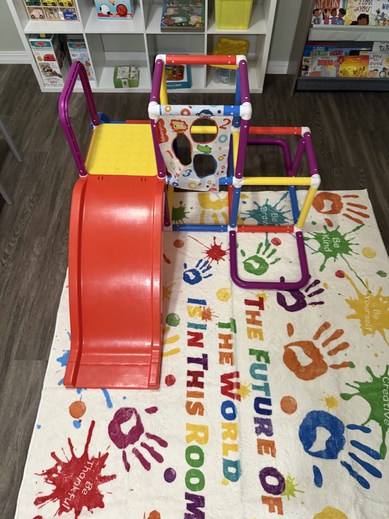 Indoor play zone with movement and activity toys